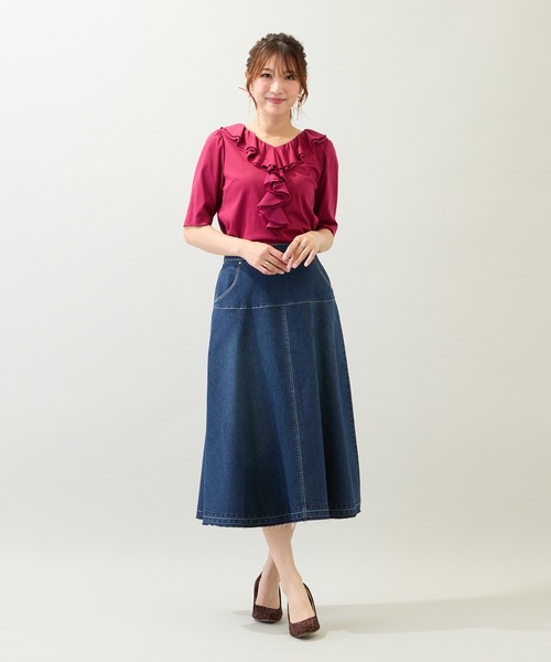 新品 ローズティアラ46 接触冷感/綿100%/手洗いOK フリルカットソー Rose Tiara（ローズティアラ） tシャツ 「接触冷感/綿100%/手洗いOK