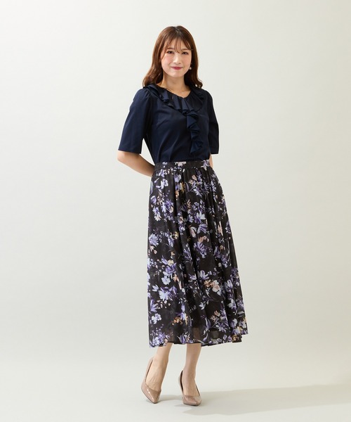 ローズティアラ（Rose Tiara）/【接触冷感/綿100/手洗いOK】フリルカットソー Rose Tiara（ローズティアラ） tシャツ 「接触冷感/綿100%/手洗いOK