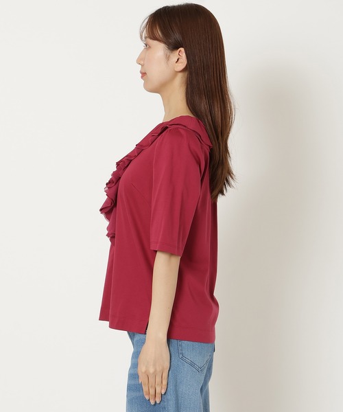 Rose Tiara ホワイト フリルトップス 半袖 Rose Tiara｜袖口フリル開きブラウス | Rakuten Fashion(楽天