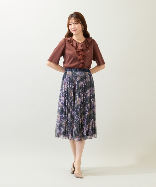 新品 ローズティアラ46 接触冷感/綿100%/手洗いOK フリルカットソー Rose Tiara（ローズティアラ） tシャツ 半袖 「接触冷感/綿100%/手洗い