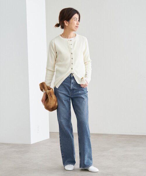 IENA upperhights 別注 ストレートデニムパンツ 24 ブルー IENA ジーンズ デニム デニムパンツ upper hights/アッパー