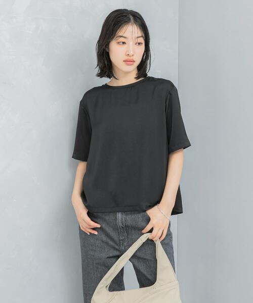 【BLACK】UVカットサテンブラウス tシャツ UVカットサテンブラウス レディース : ZOZOTOWN Yahoo!店