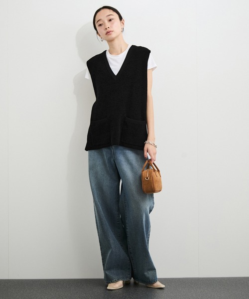 LE CERCLE par rope' ベスト ジレ 「セットアップ対応」モール糸ダブル