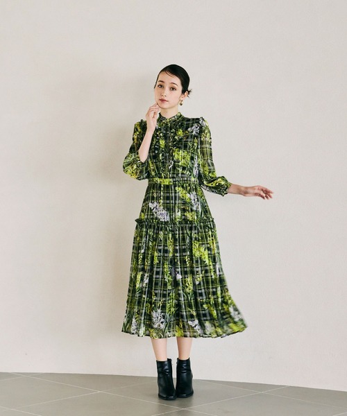 Audie a Muses ワンピース フラワーチェックプリントワンピース