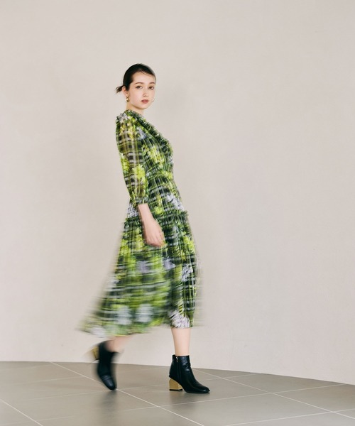 Audie a Muses ワンピース フラワーチェックプリントワンピース