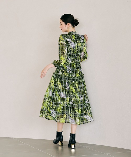 Audie a Muses ワンピース フラワーチェックプリントワンピース