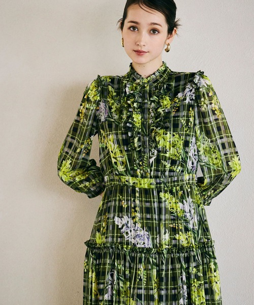 オーディア ミューズ（Audie a Muses）/フラワーチェックプリントワンピース Audie a Muses（オーディア ミューズ） ワンピース フラワーチェック