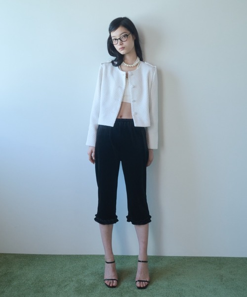 FEKETE（フェケテ） パンツ velour frill capri pants / ベロアフリル