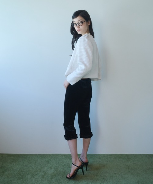 FEKETE（フェケテ） パンツ velour frill capri pants / ベロアフリル