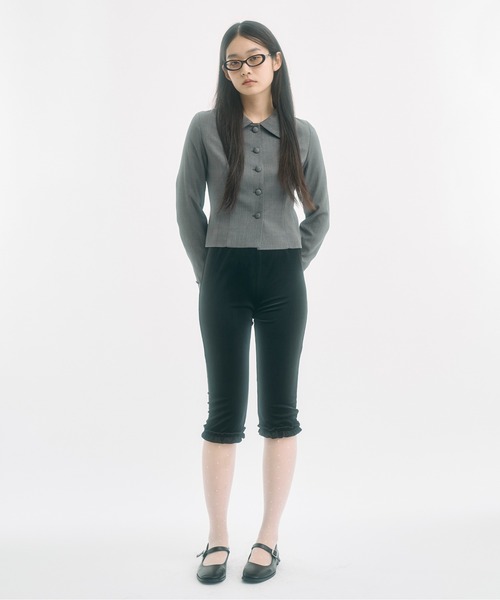 FEKETE（フェケテ） パンツ velour frill capri pants / ベロアフリル