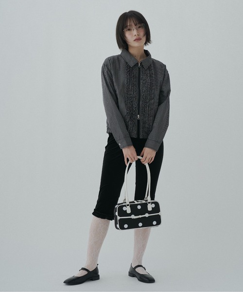 FEKETE（フェケテ） パンツ velour frill capri pants / ベロアフリル