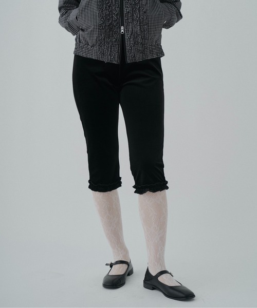 FEKETE（フェケテ） パンツ velour frill capri pants / ベロアフリル