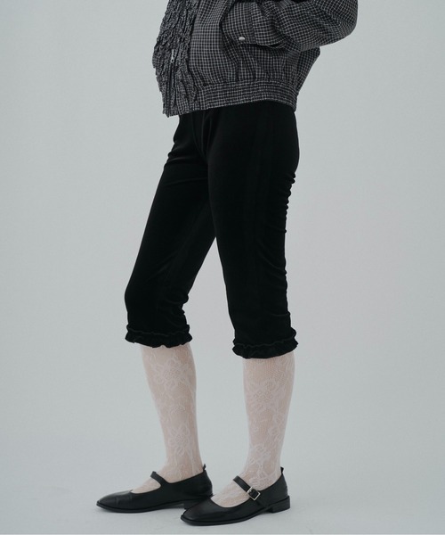 FEKETE（フェケテ） パンツ velour frill capri pants / ベロアフリル