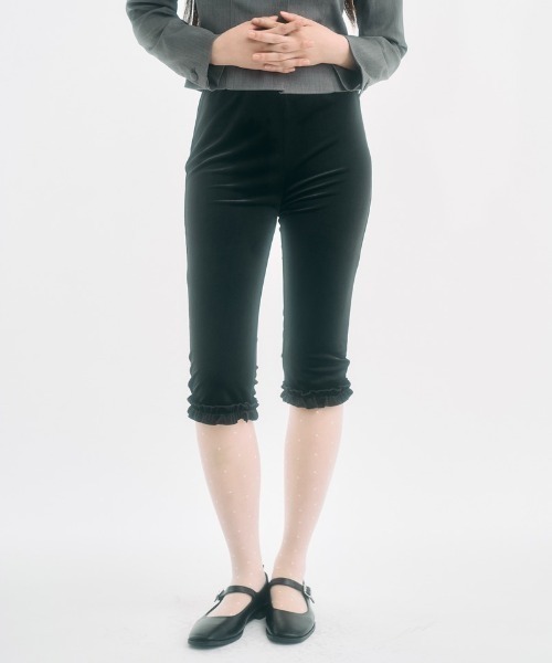 FEKETE（フェケテ） パンツ velour frill capri pants / ベロアフリル