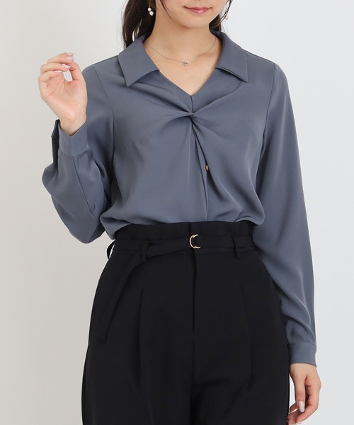 TRUDEA（トルディア） ブラウス シャツ とろみツイストスキッパー