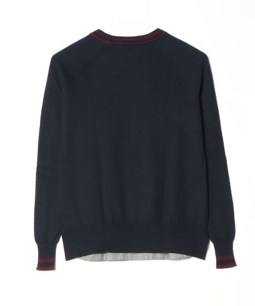 「J.CREW」 チェック柄長袖ニット XX-SMALL ネイビー メンズ_画像2