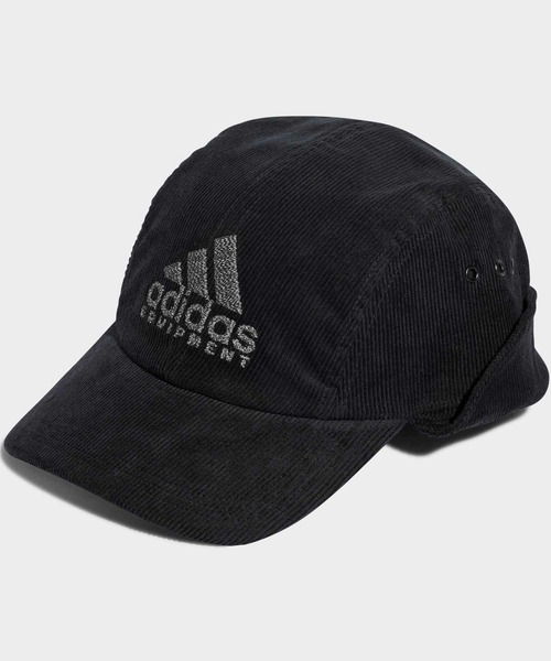 90s★アディダス★トレフォレイル フリース耳当て付きキャップ 黒★タグ付き adidas（アディダス） キャップ 帽子 イヤーフラップ キャップ