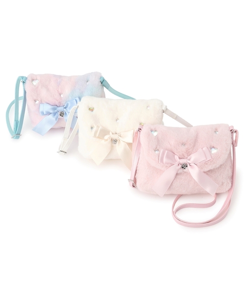 メゾピアノ　ポーチポシェット mezzo piano ショルダー ショルダーバッグ リボン フェイクファー