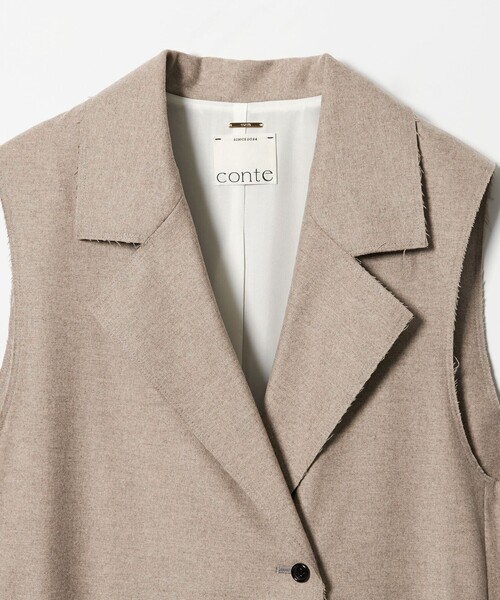 ベスト ジレ 「conte」フランネル ロングジレ レディース