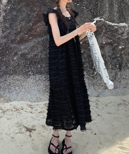 「N.s」 半袖ワンピース FREE アイボリー レディース_画像8