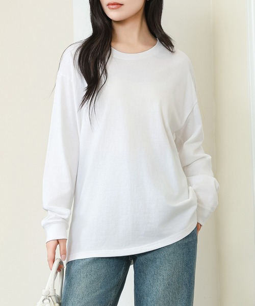 DAYRA tシャツ コットン ラウンドネック 袖口 切替 カットソー