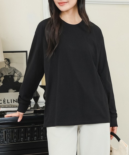 DAYRA tシャツ コットン ラウンドネック 袖口 切替 カットソー