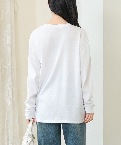DAYRA tシャツ コットン ラウンドネック 袖口 切替 カットソー