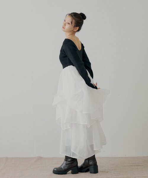 Chico（チコ） ワンピース 「WEB限定/SALON by Chico」タックチュール