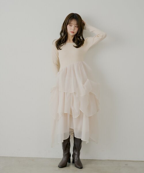Chico（チコ） ワンピース 「WEB限定/SALON by Chico」タックチュール