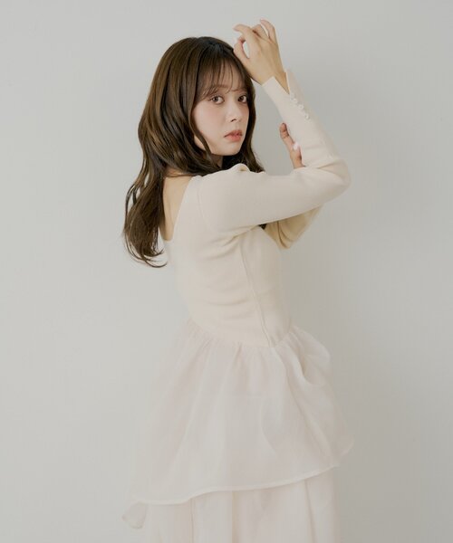 【新品未使用】　chico タックチュールドッキングロングワンピース Chico（チコ） ワンピース 「WEB限定/SALON by Chico」タックチュール