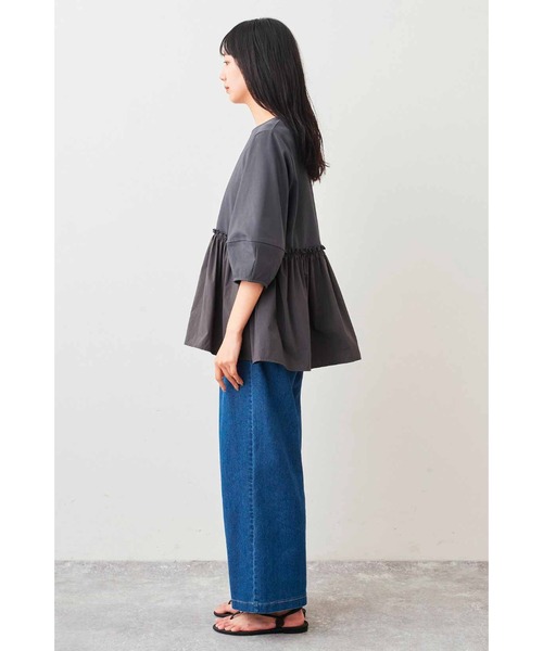 「Live in comfort」 7分袖カットソー 4L チャコールグレー レディース_画像2