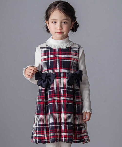 Tartine et Chocolat ワンピース 「日本製」「お揃い」ウールチェック