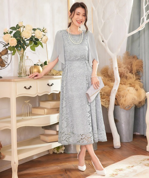 「DRESS PLUS」 半袖ワンピース L ダークグレー レディース_画像2