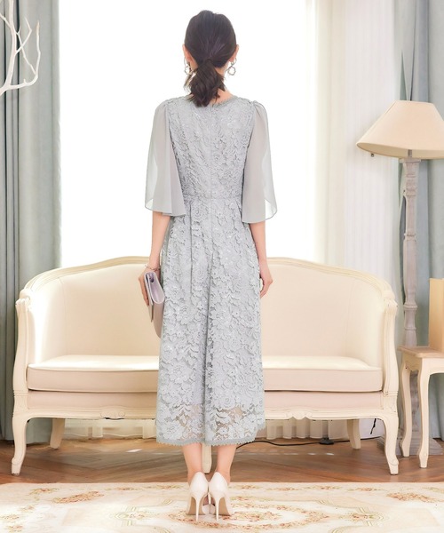 「DRESS PLUS」 半袖ワンピース L ダークグレー レディース_画像3