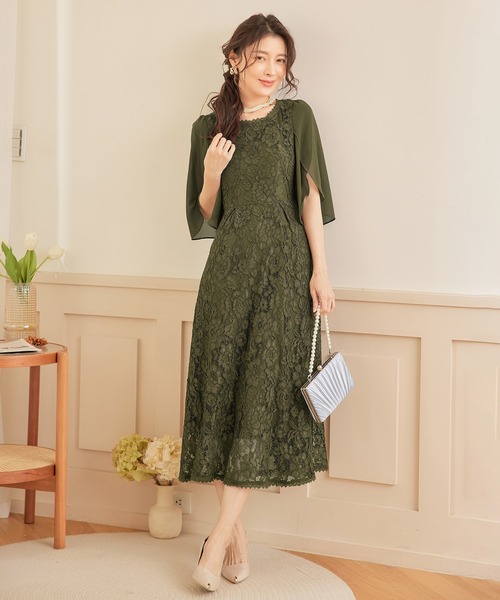 「DRESS PLUS」 半袖ワンピース L ダークグレー レディース_画像5