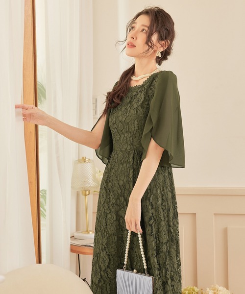 「DRESS PLUS」 半袖ワンピース L ダークグレー レディース_画像6