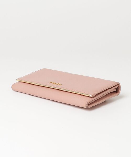 美品✨️PRADA 2つ折り財布 ゴールド ロゴ 金具 ピンク 大容量✨プラダ◇ミディアム二つ折り財布 サフィアーノゴールド金具