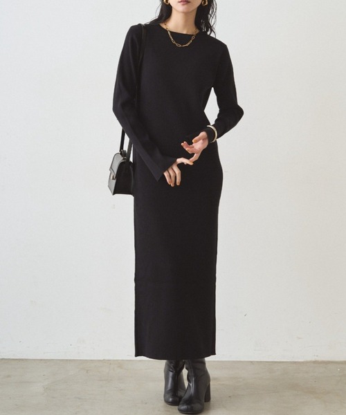 LoungeDressラウンジドレスシンプルリブニットワンピース Loungedress（ラウンジドレス） ワンピース リブニットワンピース