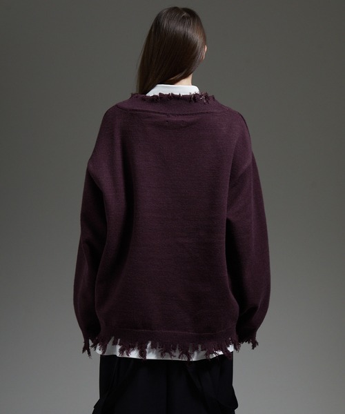 「cussil」 長袖ニット X-SMALL ワインレッド メンズ_画像2