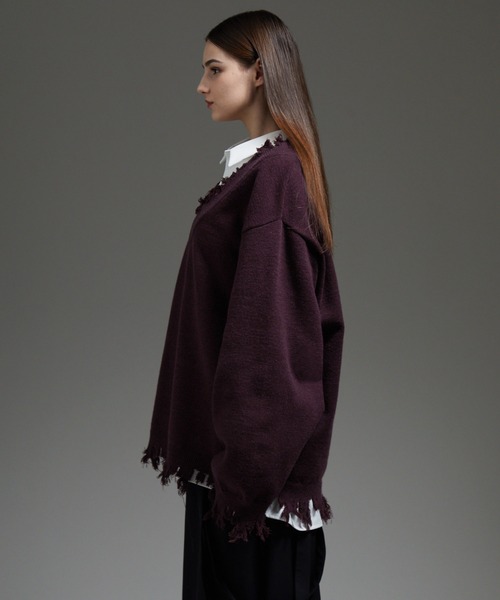 「cussil」 長袖ニット X-SMALL ワインレッド メンズ_画像3