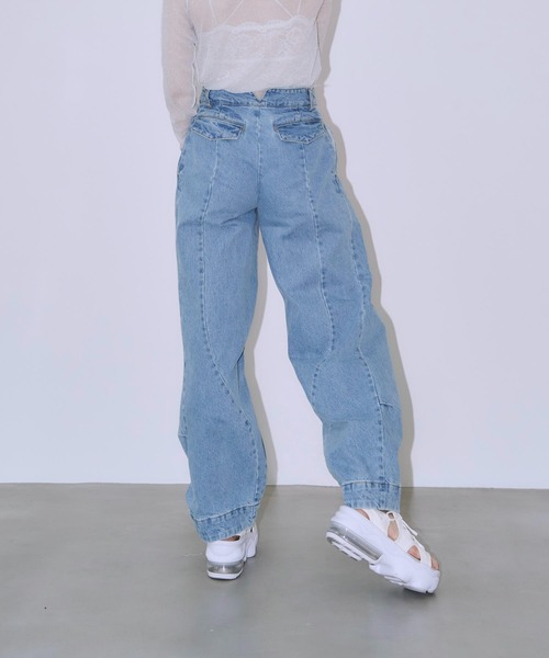 「Auntie Rosa」 デニムパンツ MEDIUM ライトブルー レディース_画像4