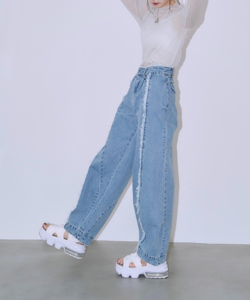 「Auntie Rosa」 デニムパンツ MEDIUM ライトブルー レディース_画像5