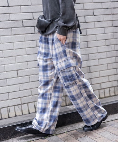 RAGEBLUE（レイジブルー） ワイドパンツ カーゴパンツ Check Pattern