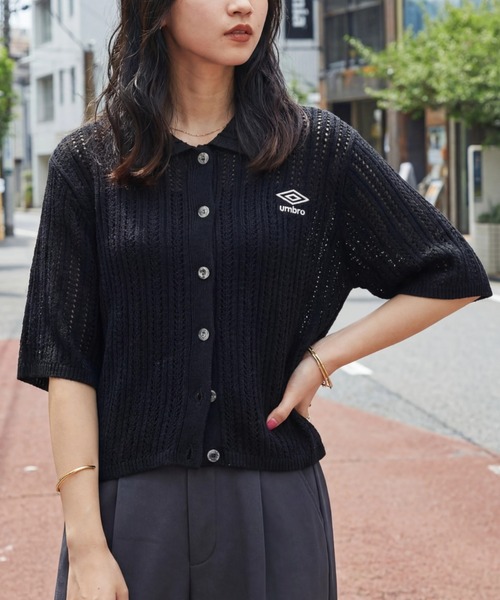 umbro（アンブロ） カーディガン 「アンブロ」透かし編みポロ衿