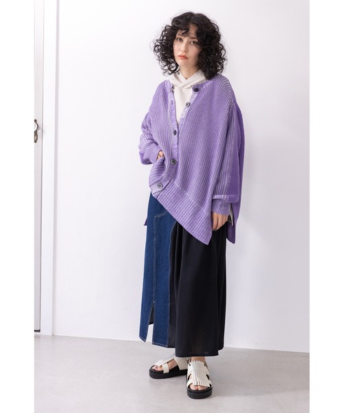 「OSMOSIS」 ニットカーディガン ONE SIZE パープル レディース_画像2