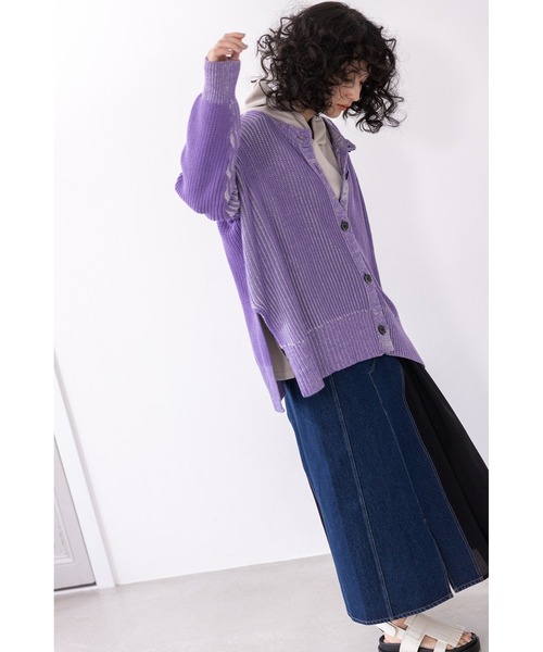 「OSMOSIS」 ニットカーディガン ONE SIZE パープル レディース_画像3