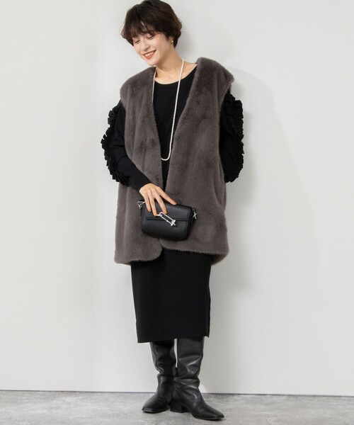 「Rie Miller」 ニットワンピース 38 ブラック レディース_画像2