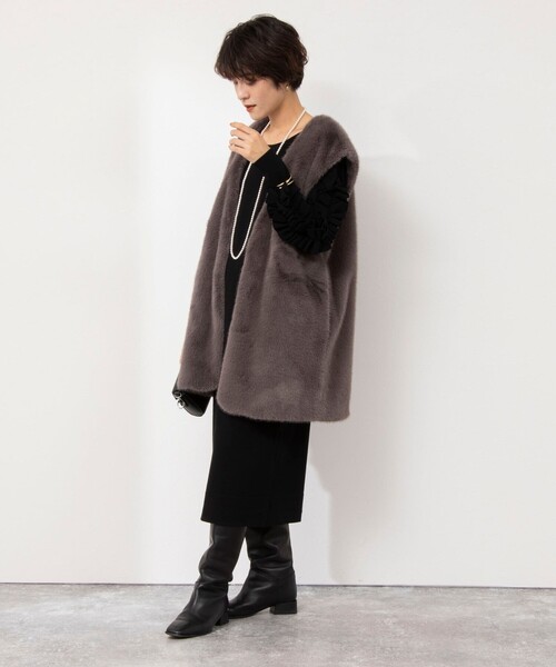 「Rie Miller」 ニットワンピース 38 ブラック レディース_画像4