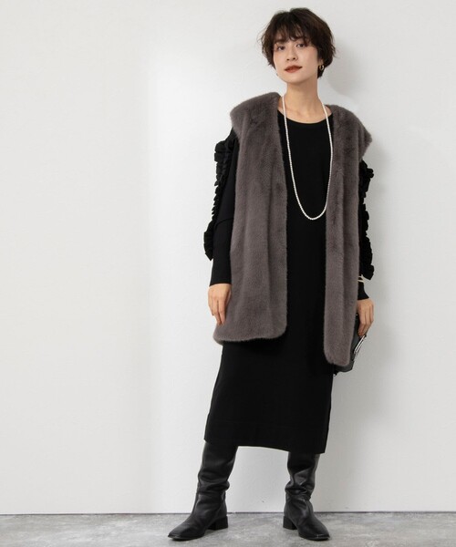 「Rie Miller」 ニットワンピース 38 ブラック レディース_画像5