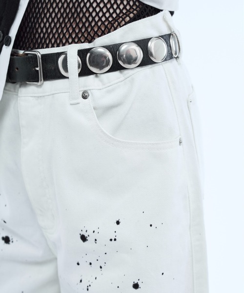 ジーンズ Hand paint wide buggy flare denim pants / ハンドペイント